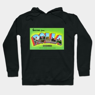 Greetings from Rolla Missouri, Vintage Large Letter Postcard Hoodie